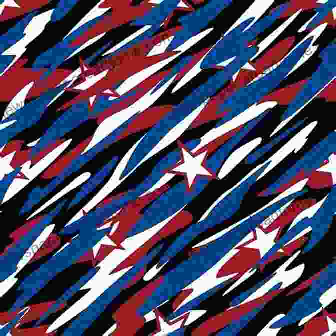 A Camouflage Pattern In Red, White, And Blue Red White Blue Star Quilts: 16 Striking Patriotic 2 Color Patterns