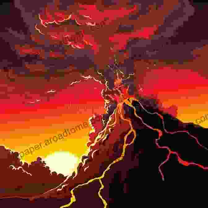 A Dramatic Illustration Of A Volcanic Eruption, With Lava Spewing High Into The Sky And Ash Clouds Billowing Out. Science Comics: Volcanoes: Fire And Life