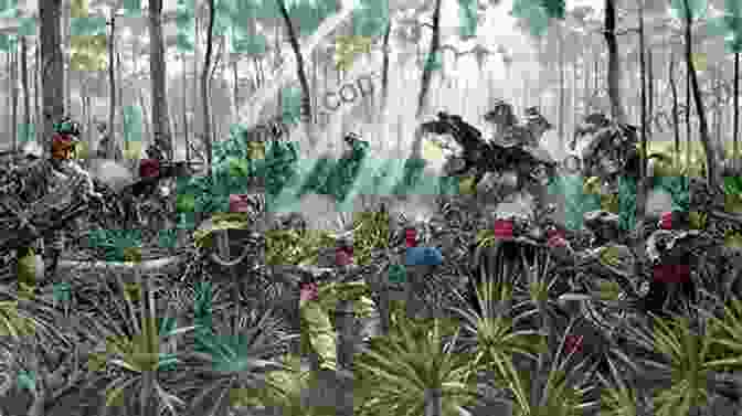 A Fierce Battle Scene, With Seminole Warriors And American Soldiers Engaged In A Desperate Struggle. Hunted Like A Wolf: The Story Of The Seminole War