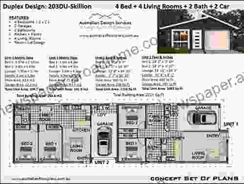 Skillion Roof Duplex Design 4 Bedroom Dual Family House Plan 203DU Skillion: Full Architectural Concept Home Plans Includes Detailed Floor Plan And Elevation (Duplex Designs Floor Plans 2033)